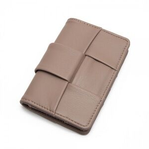 New vegan woven bifold wallet in the color cumin